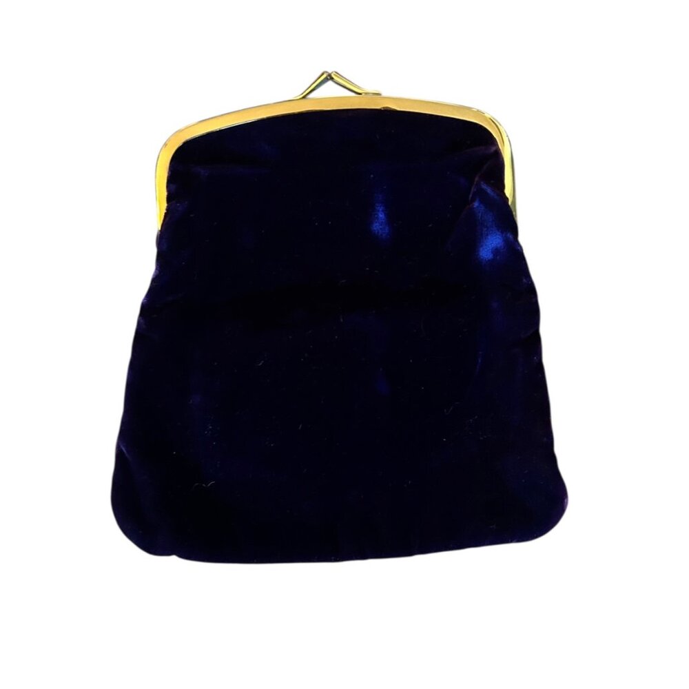 Vintage Ingber Glamourous Dark Plum Velvet Folding Clutch Purse